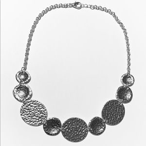 Hammered coin silver tone necklace